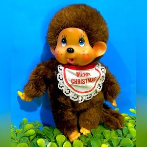 RUSS BERRIE VTG 1977 MONKEY CHIMP THUMKEY MERRY CHRISTMAS BROWN MONKEY & BANANA